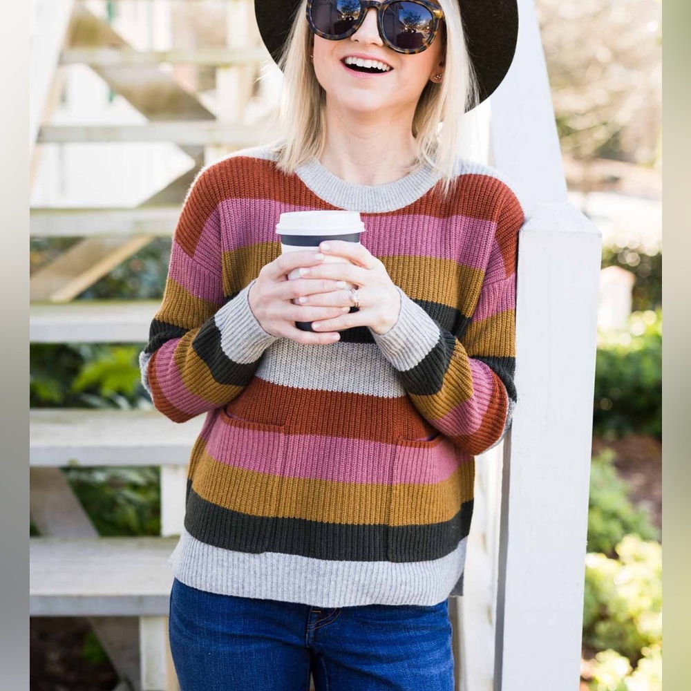 madewell | patch pocket pullover sweater walton stripe xl